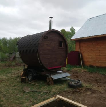 Монтаж бани-бочки №413 от 23.04.2021 в Выборге